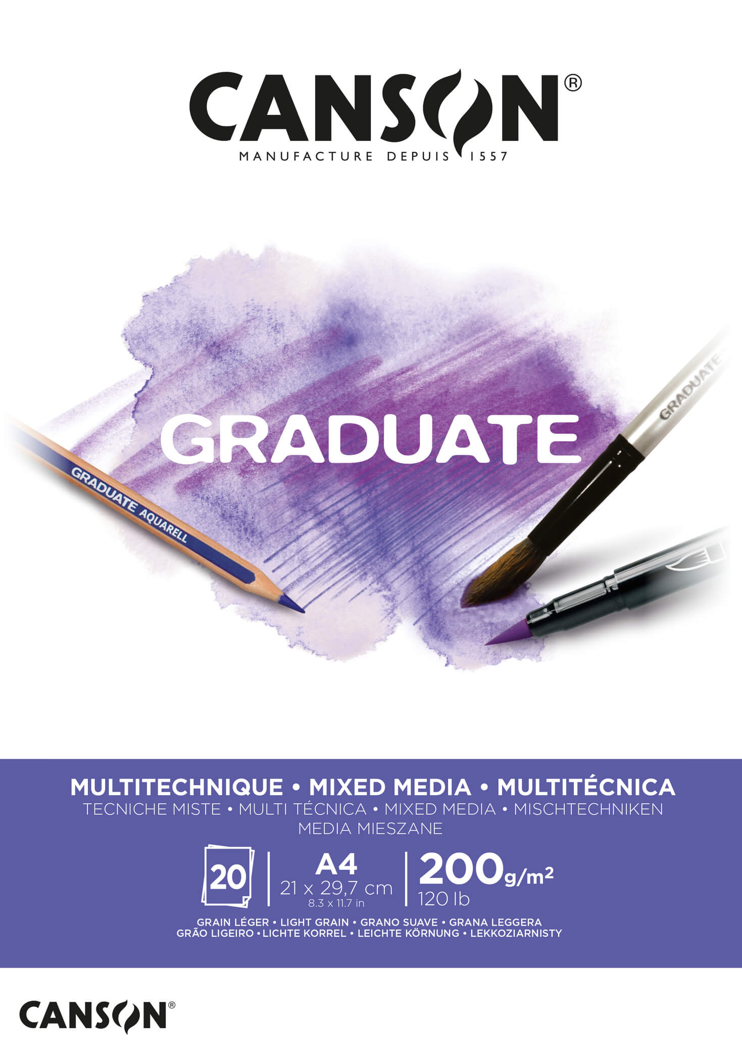 בלוק כנסון GRADUATE A4 מיקס מדיה 20 דפים 200 גרם
