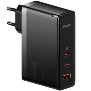 מטען קיר 140W כולל 3 כניסות Baseus 2XUSB-C + 1XUSB
