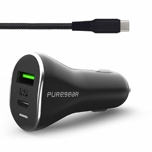 מטען מהיר לרכב 48W כולל 2 יציאות וכבל PureGear Type C