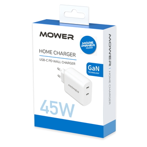 ראש מטען 45W כולל 2 יציאות Mower USB-C+USB-C