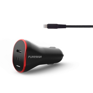 מטען לרכב 18W כולל כבל PureGear Lightning