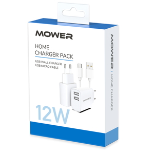 ראש מטען 12W כולל 2 יציאות USB-A וכבל Mower Micro USB