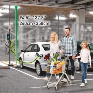 עמוד טלסקופי רצפה-תקרה 350 ס"מ לתחנת טעינה לרכב חשמלי