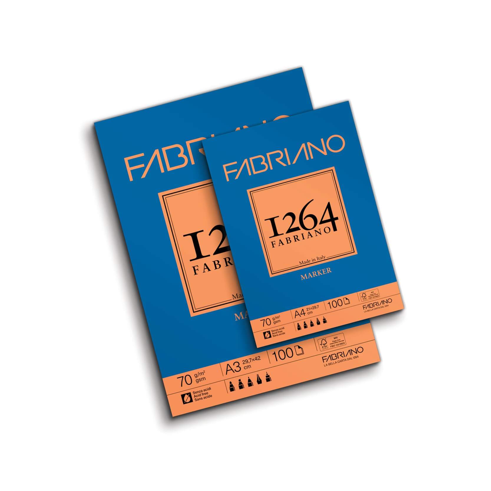 בלוק ציור Fabriano 1264 A3 למרקר 70 ג
