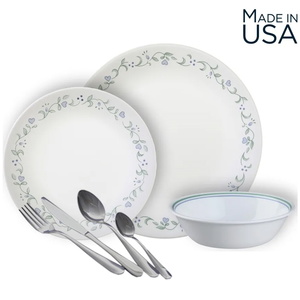 סט צלחות 36 חלקים ל-12 סועדים וסט סכו"ם 48 חלקים Corning By Corelle