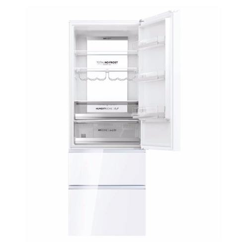 מקרר מפואר 3 דלתות 483 ליטר Haier HTW7720DNGW זכוכית לבנה