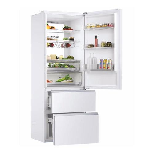 מקרר מפואר 3 דלתות 483 ליטר Haier HTW7720DNGW זכוכית לבנה