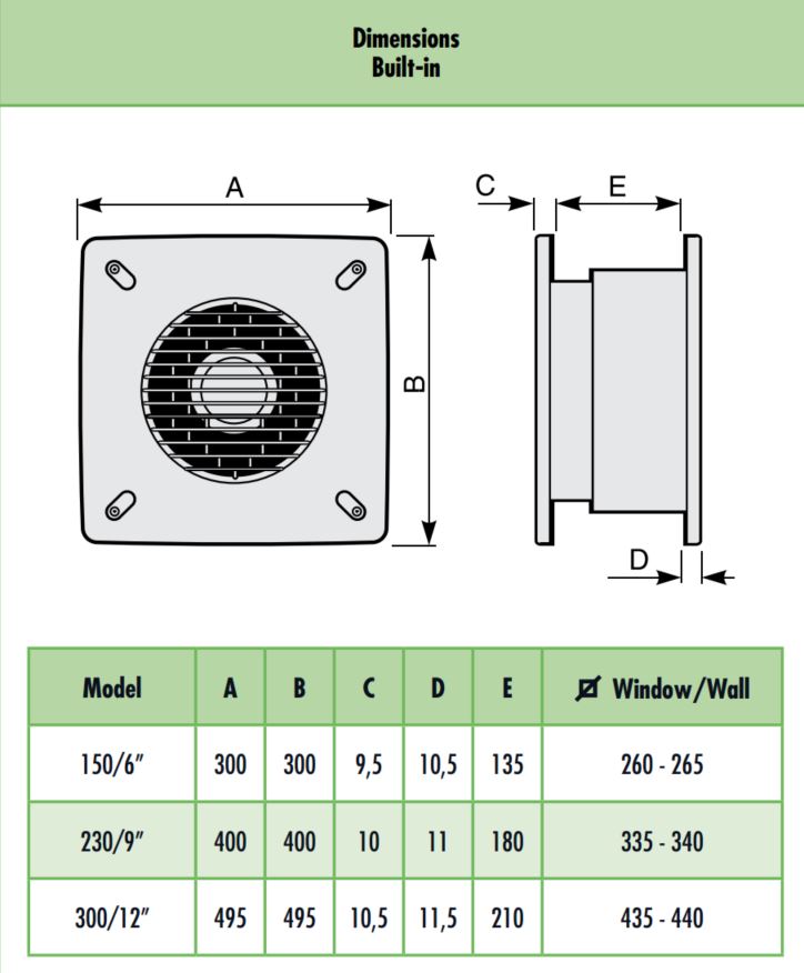 ונטה / שואב אוויר 6" שקוע בקיר דו כיווני VORTICE VARIO 150/6" ARI LL S