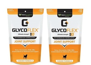 דיל 2 יחידות גלייקופלקס GlycoFlex לעסניות- תוסף מזון לכלבים לבעיות פרקים - 120 יחידות גליקו פלקס