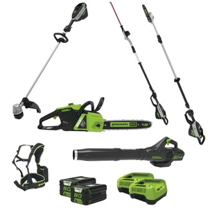 סט גינון מקצועי חרמש "16 80V PRO + מסור גזם Greenworks "51 80V PRO