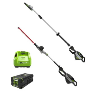סט מגזמת גובה 80V PRO + מסור גבהים טלסקופי 80V PRO + סוללה 4.0Ah ומטען מהיר Greenworks