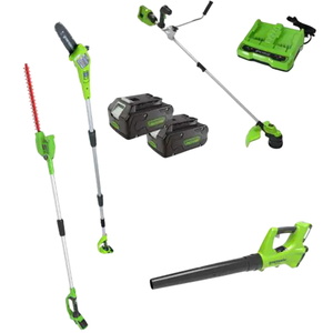 סט מסור גבהים "8 24V + מגזמת גובה 24V + קיט חרמש/קוצץ Greenworks (2X24V) 4Swift 99579/15 8V BL