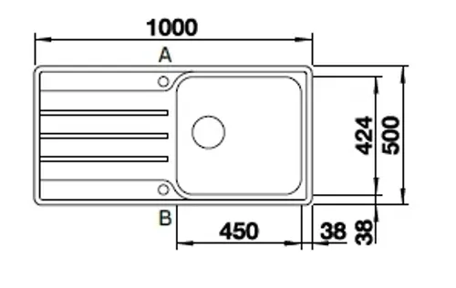 כיור מטבח נירוסטה בלנקו למיס XL 6 S-IF עם פיה רחבה וגימור מבריק.