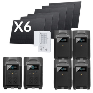 סט 2 תחנות כוח ניידות 3600Wh כולל 6 פאנלים סולאריים 540W,פאנל חכם ו-4 סוללות הרחבה Ecoflow