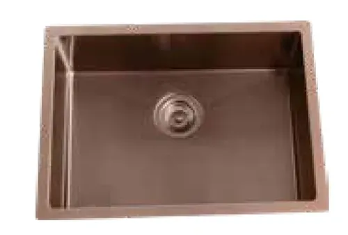 כיור מטבח נירוסטה זירו O-126 מבית אולין בגימור PVD נחושת במידה 60x44 ס