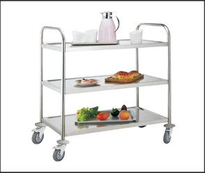 עגלת שירות נירוסטה מקצועית עם 3 מדפים – 84.5×52.5×94 ס