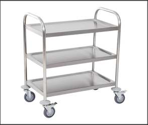 עגלת שירות נירוסטה מקצועית עם 3 מדפים – 84.5×52.5×94 ס