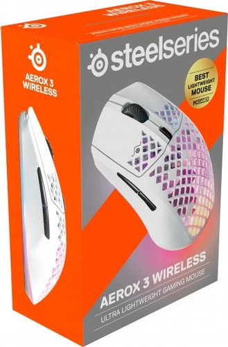 עכבר גיימינג אלחוטי SteelSeries Aerox 3 Ultra Lightweight - צבע לבן