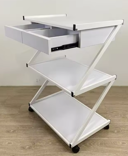 עגלת שירות Z מדפי עץ בצבע לבן CR-310W