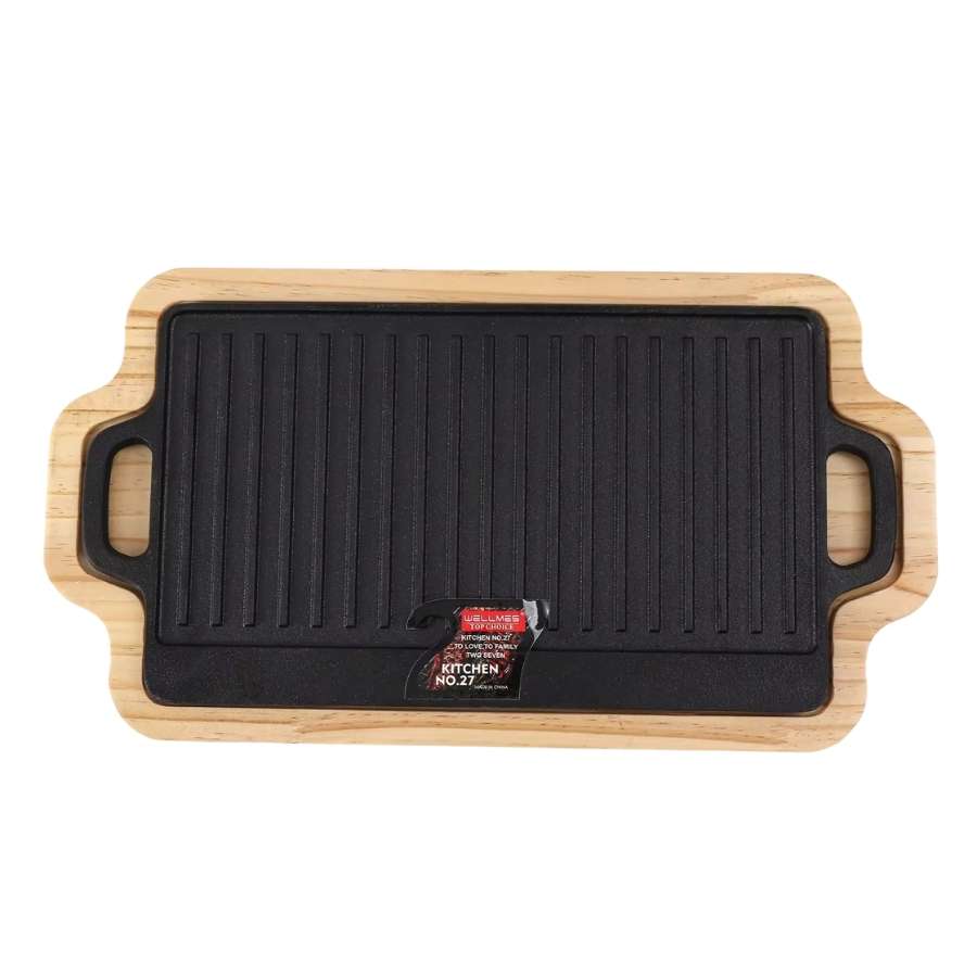 פלטה יציקת ברזל 42.5*23.5 ס"מ עם תחתית עץ YZ25-139