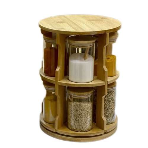 סט 10 צנצנות לתבלינים על מעמד עץ YZ25-89