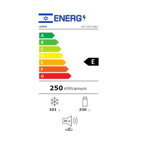 מקרר מקפיא תחתון 324 ליטר Lenco LNF-E3073BLR זכוכית שחורה *פתיחה ימין