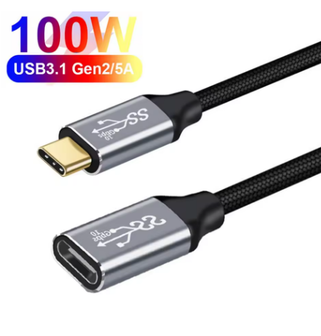 כבל מאריך TYPE C - TYPE C זכר לנקבה 1.5 מטר 100W