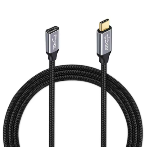 כבל מאריך TYPE C - TYPE C זכר לנקבה 1.5 מטר 100W