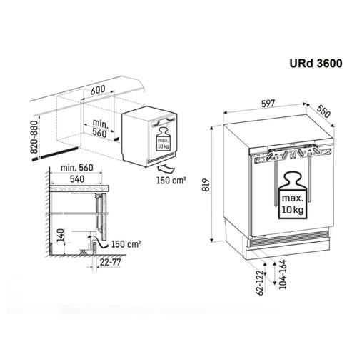 מקרר אינטגרלי מתחת לשיש 127 ליטר Liebherr URD3600 לבן *שבת