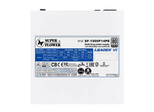 ספק כוח Super Flower Leadex VI PRO 1000W PCIe 5.1 Platinum White