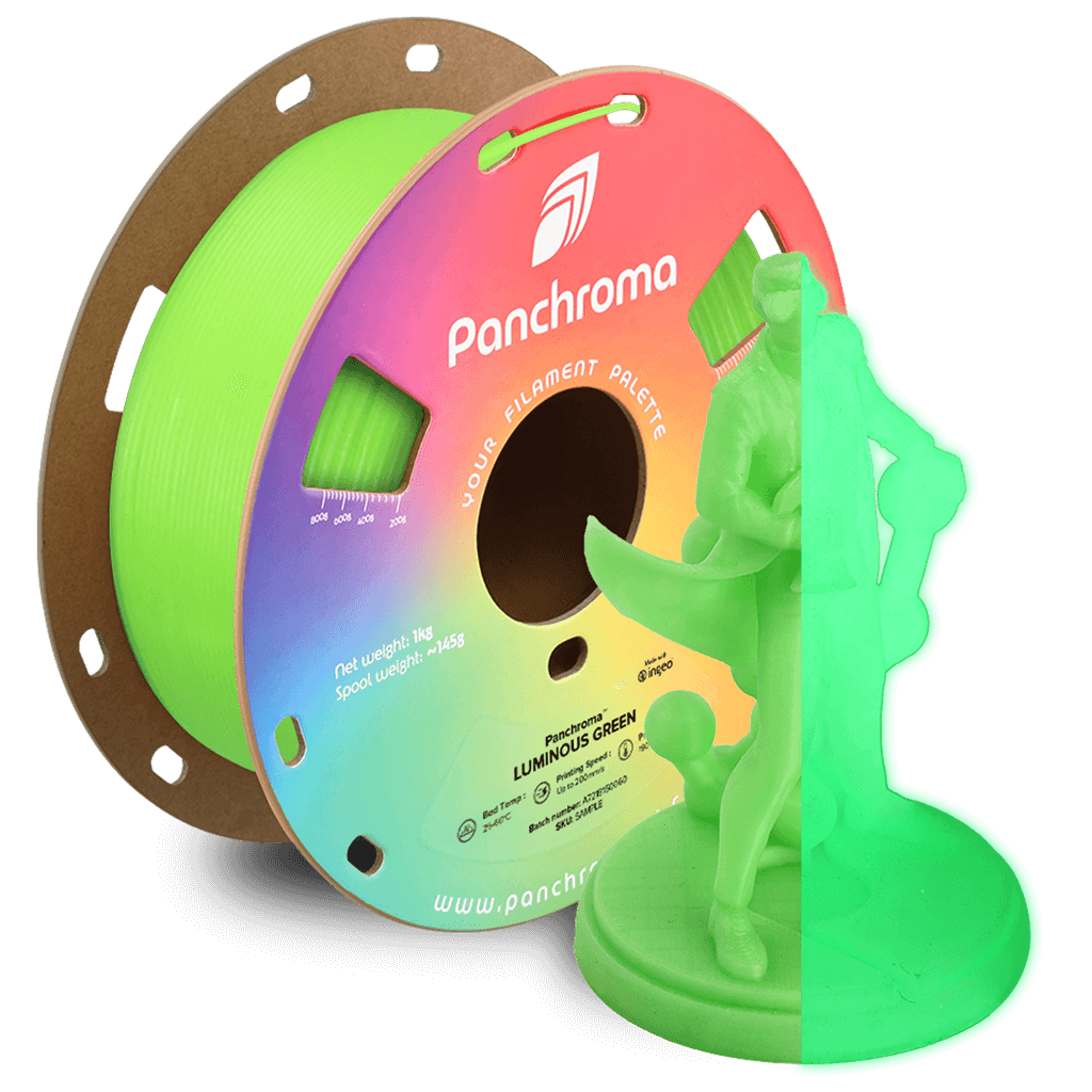 פילמנט ירוק זוהר בחושך 1 ק"ג 1.75 מ"מ - Panchroma Luminous PLA Green (PolyLite™ Luminous)