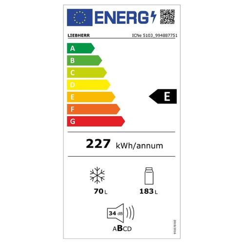 מקרר מקפיא תחתון אינטגרלי 253 ליטר Liebherr ICNE5103 *שבת