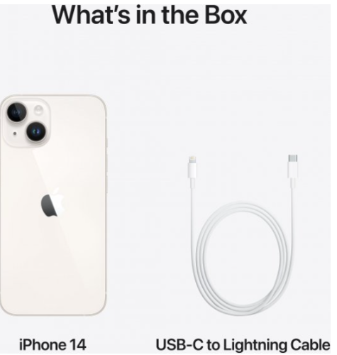 אייפון Apple iPhone 14 128GB - צבע Starlight - שנה יבואן רשמי 