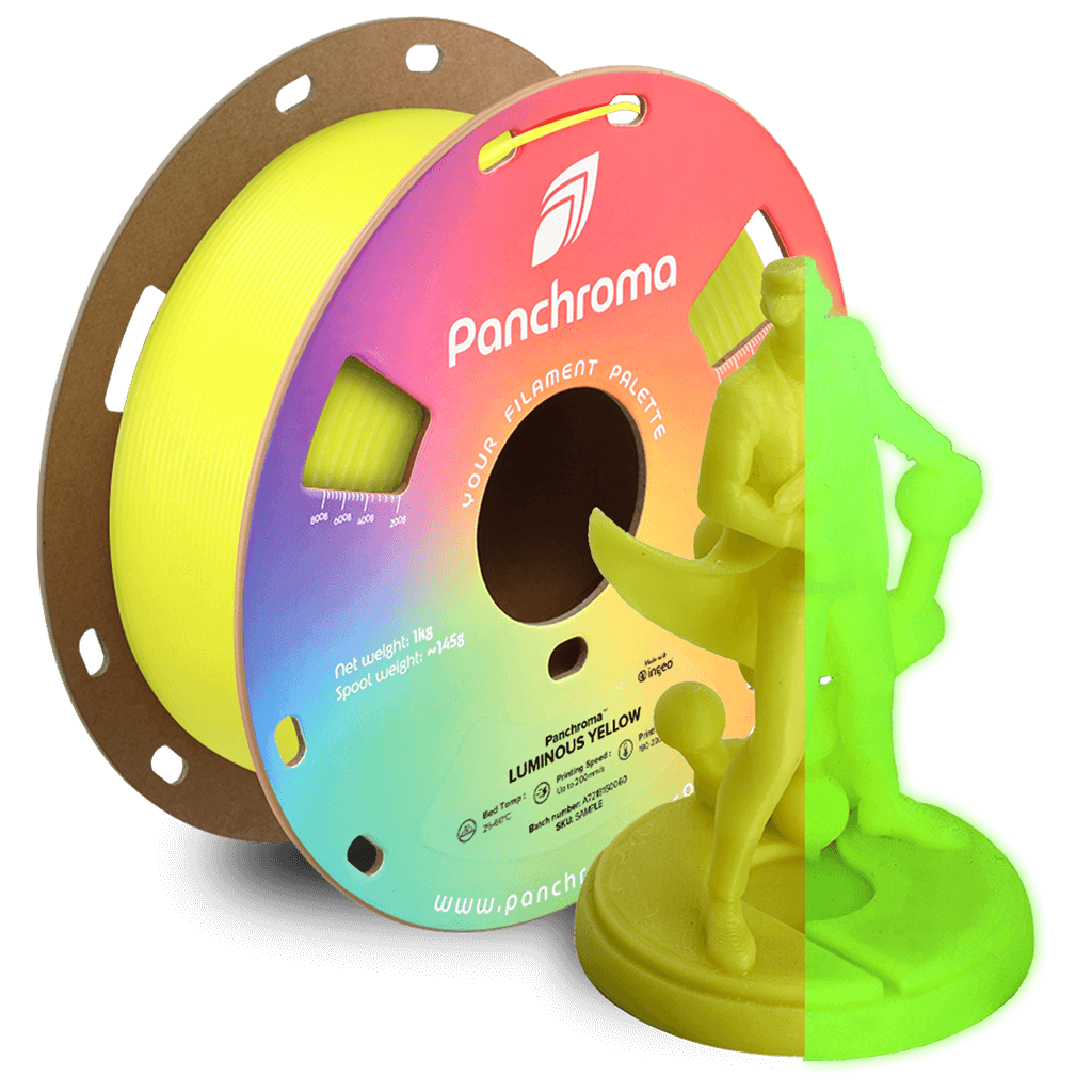 פילמנט צהוב זוהר בחושך 1 ק"ג 1.75 מ"מ - Panchroma Luminous PLA Yellow (PolyLite™ Luminous)