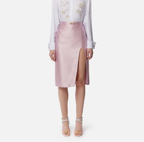 Lamé tweed skirt with jewel detail