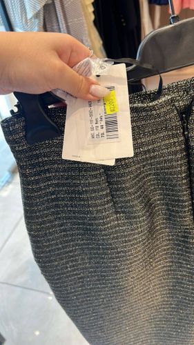 Lamé tweed skirt with jewel detail - COLOR NERO BLACK