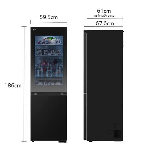 מקרר מקפיא תחתון 349 ליטר LG R-2B394BINS נירוסטה מושחרת