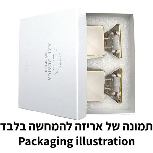 זוג פמוטי קריסטל זהב עם קנים שקופים