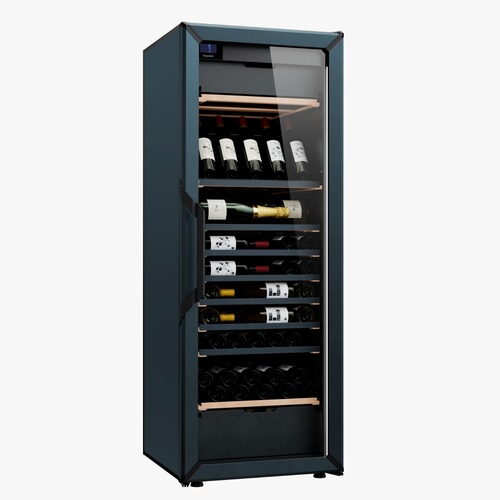 מקרר יין 163 בקבוקים כחול דלת זכוכית GMSL3TGDBLSCE01