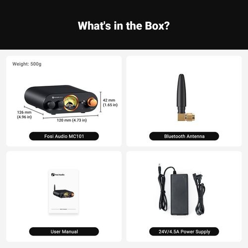 מגבר סטריאו Bluetooth MC101 עם מד VU מקלט HiFi 2 ערוצי Fosi Audio