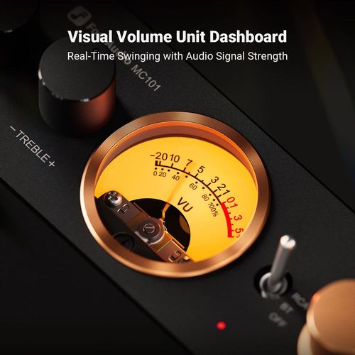 מגבר סטריאו Bluetooth MC101 עם מד VU מקלט HiFi 2 ערוצי Fosi Audio
