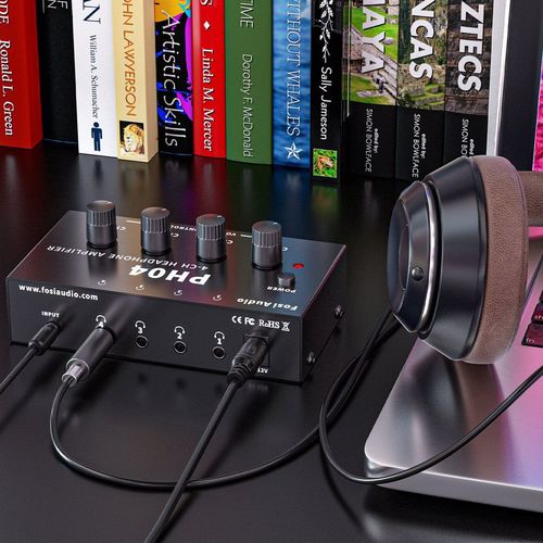 מגבר אוזניות Fosi Audio PH04 4 ערוצים מגבר אודיו סטריאו מתכתי מפצל אוזניות נייד