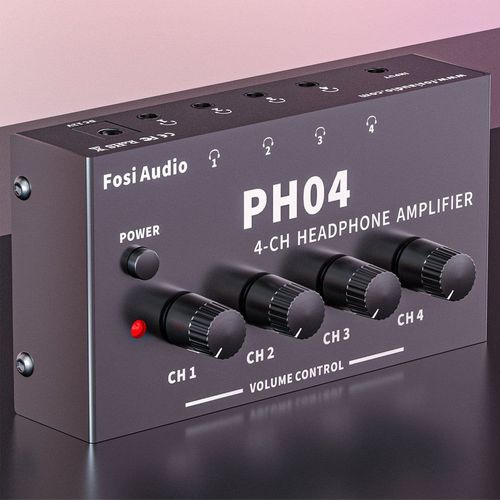 מגבר אוזניות Fosi Audio PH04 4 ערוצים מגבר אודיו סטריאו מתכתי מפצל אוזניות נייד