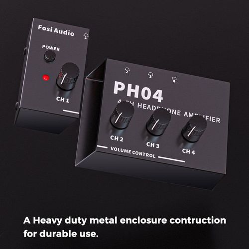 מגבר אוזניות Fosi Audio PH04 4 ערוצים מגבר אודיו סטריאו מתכתי מפצל אוזניות נייד