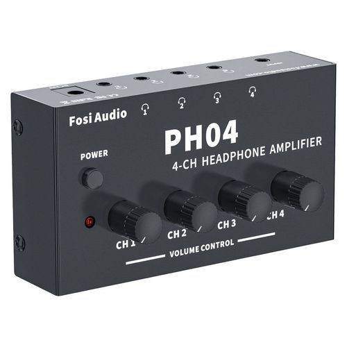 מגבר אוזניות Fosi Audio PH04 4 ערוצים מגבר אודיו סטריאו מתכתי מפצל אוזניות נייד