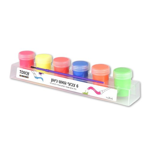 טאץ צבעי גואש ניאון ומכחול 20מ