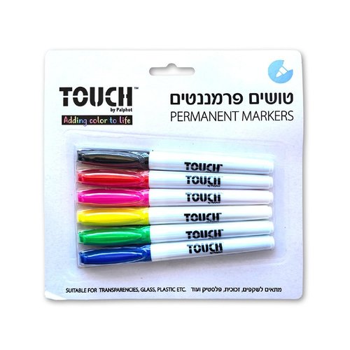 טאץ טושים 6 פרמננטים בבליסטר