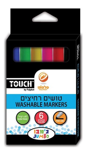 טאץ טושים 6 רחיצים ג'מבו