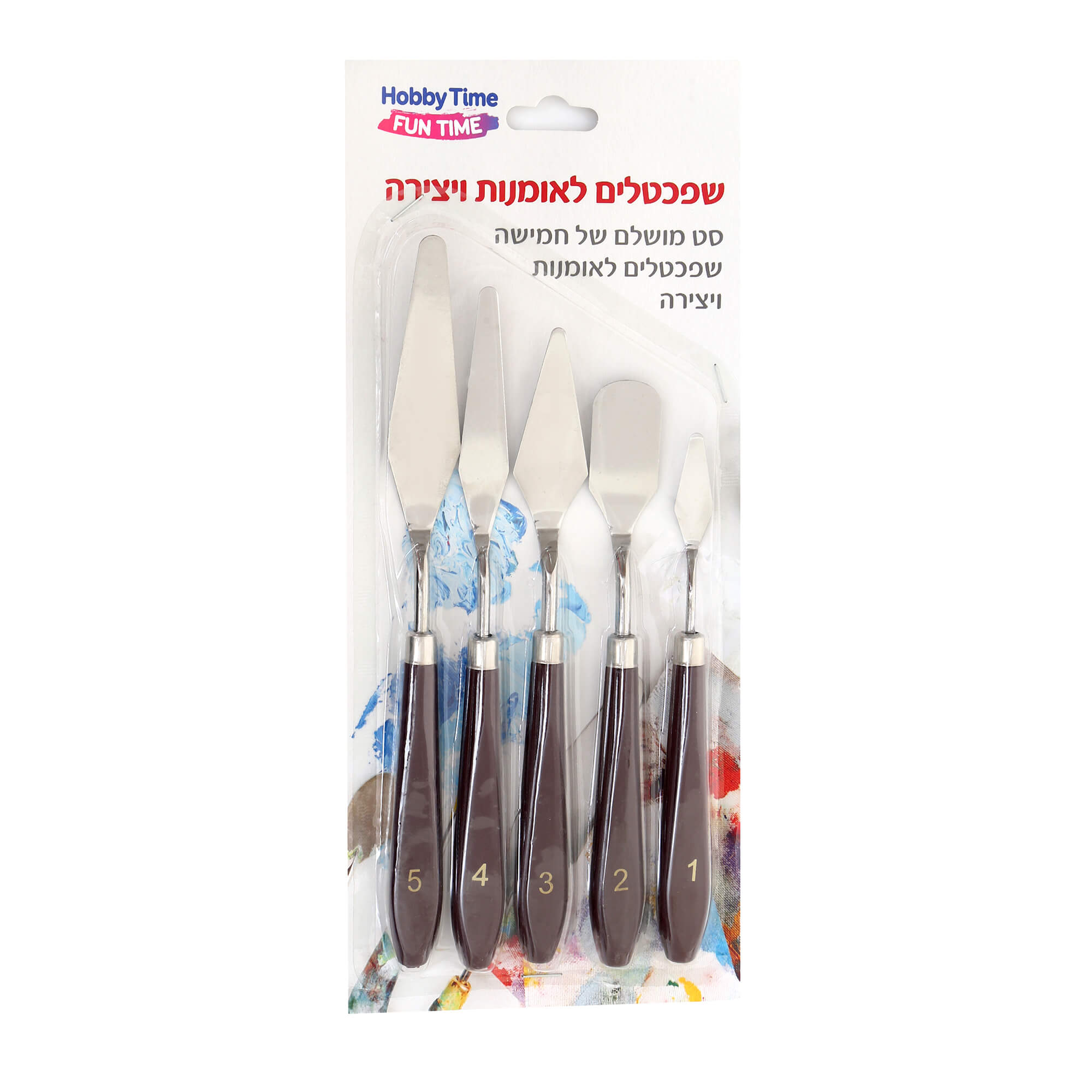 סט 5 שפכטלים מתכת ידית עץ