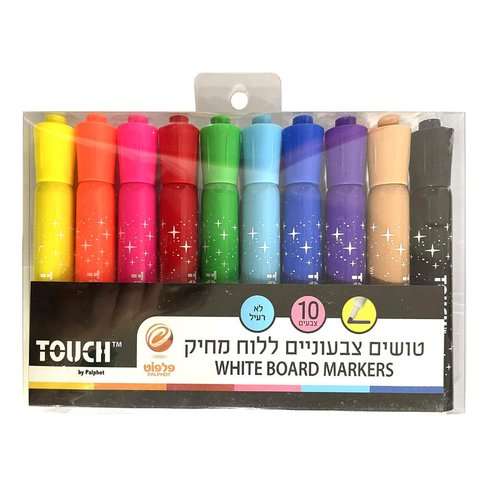 טאץ טושים צבעוניים 10 ללוח מחיק
